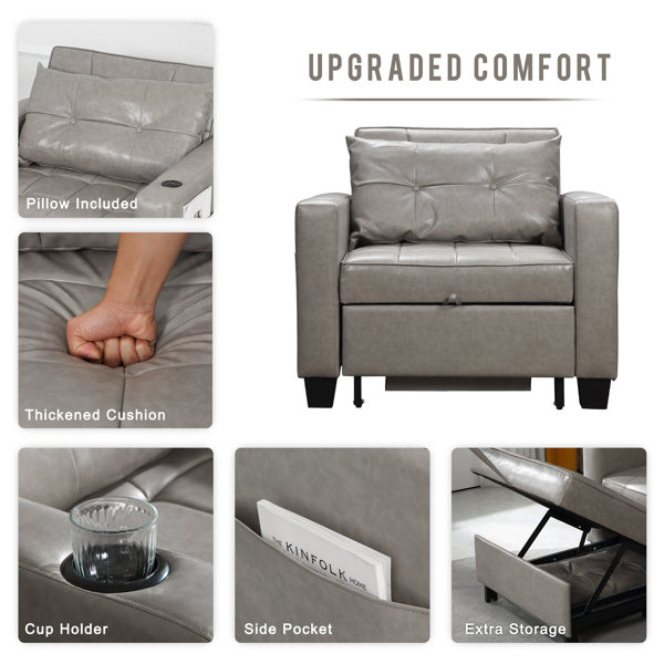 Latitude Run® Apsley 39 Inch 3In3 Convertible Chair Bed Pull Out Sleeper Chair Beds Adjustable